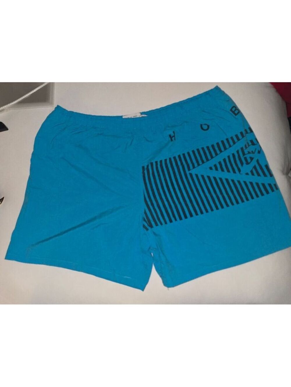 Hobie Blue Swim Shorts with Black Striped Design